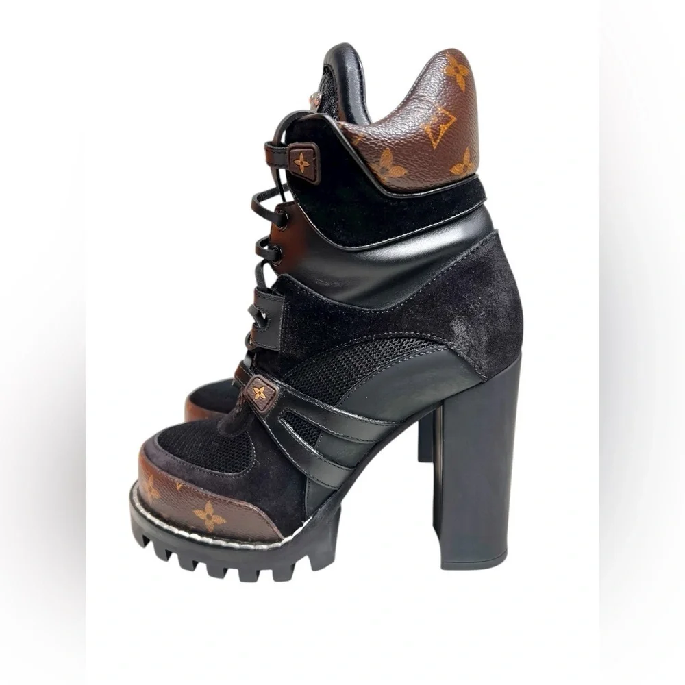 Louis Vuitton Monogram Star Trail High Heel Ankle Boots Size 38